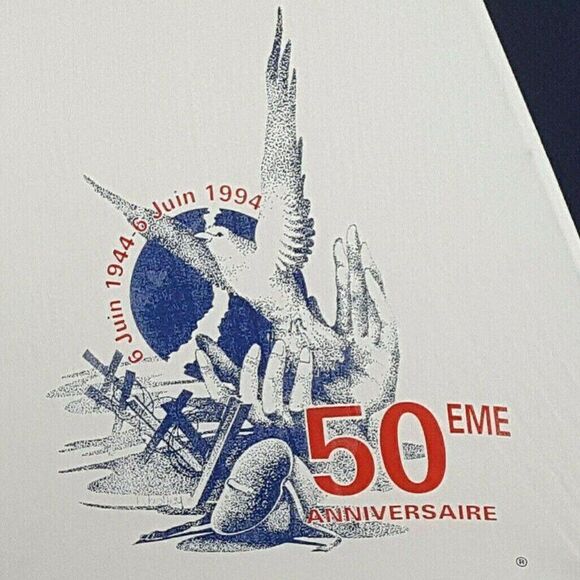 Vintage D-Day Normandy 50th Anniversary Umbrella France Red White Blue 1994 - Picture 2 of 6